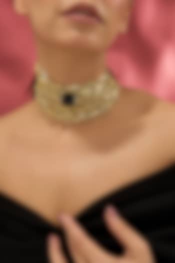 Gold Finish Water Pearl Necklace by House of Tuhina at Pernia's Pop Up Shop