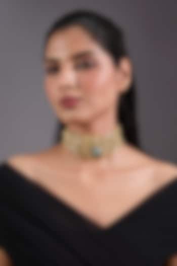 Gold Finish Grey Freshwater Pearl Necklace by House of Tuhina at Pernia's Pop Up Shop