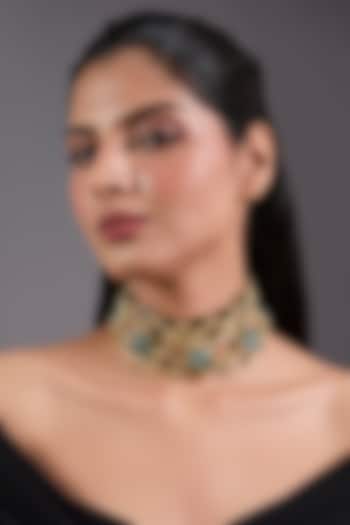 Gold Finish Grey Freshwater Pearl Necklace by House of Tuhina at Pernia's Pop Up Shop