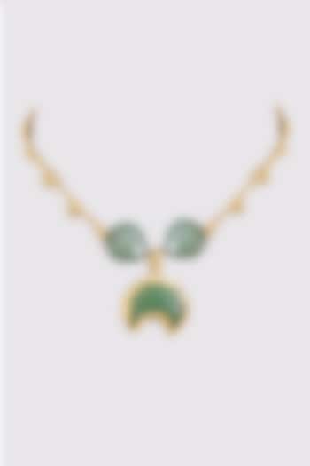 Gold Finish Water Pearl & Silver-Grey Stone Necklace by House Of Tuhina at Pernia's Pop Up Shop