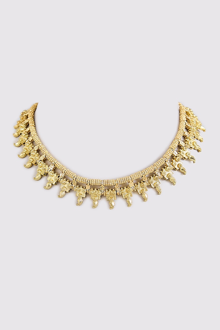 Gold Finish Water Pearl Necklace by House Of Tuhina at Pernia's Pop Up Shop