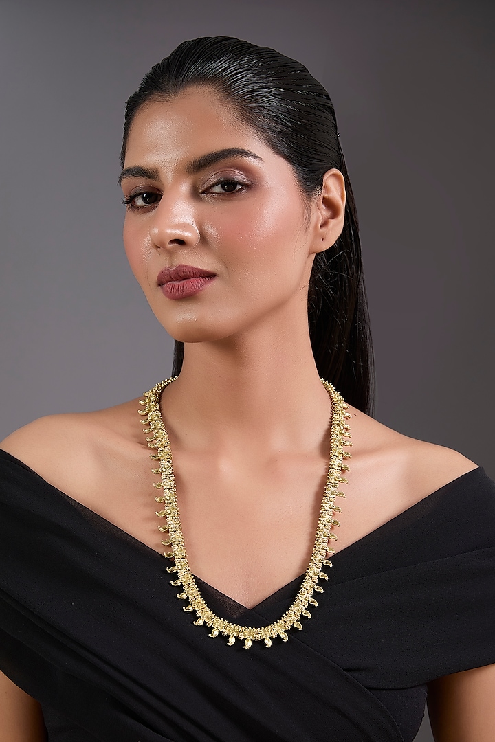 Gold Finish Long Necklace by House of Tuhina at Pernia's Pop Up Shop