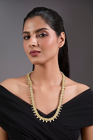 Gold Finish Long Necklace by House of Tuhina
