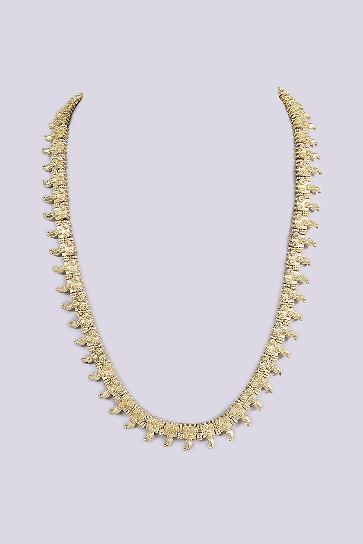 Gold Finish Long Necklace by House of Tuhina at Pernia's Pop Up Shop