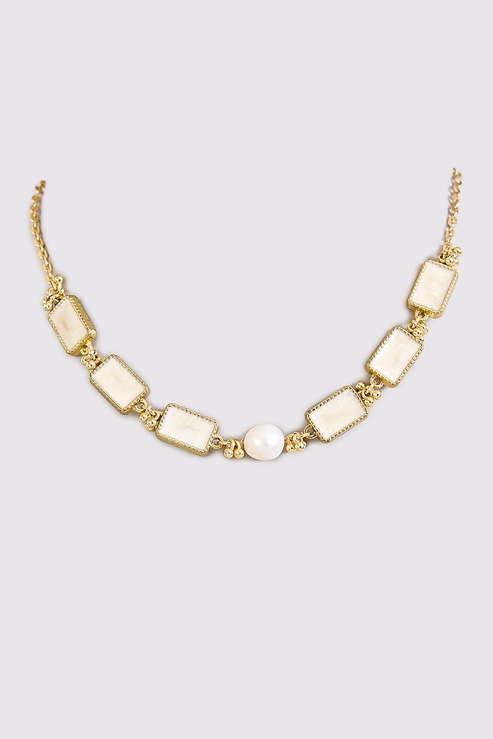 Gold Finish Water Pearl Necklace by House Of Tuhina at Pernia's Pop Up Shop