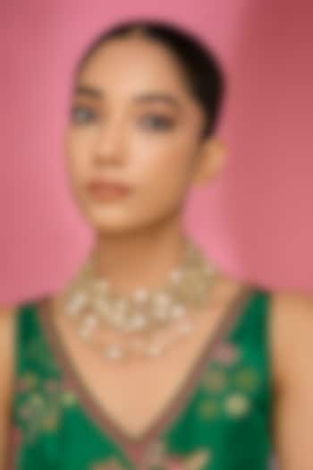 Gold Finish Pearl Layered Necklace by House of Tuhina at Pernia's Pop Up Shop