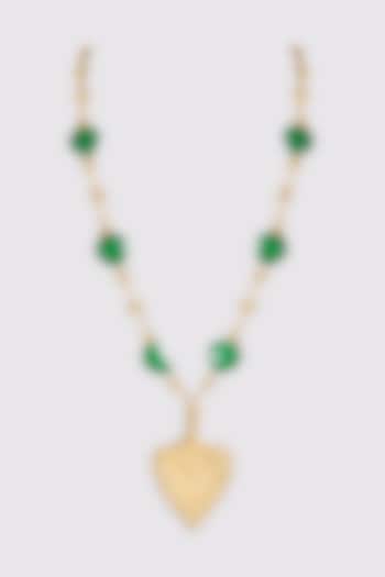 Gold Finish Green Water Pearl Necklace by House Of Tuhina at Pernia's Pop Up Shop