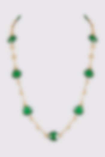 Gold Finish Green Water Pearl Necklace by House Of Tuhina at Pernia's Pop Up Shop