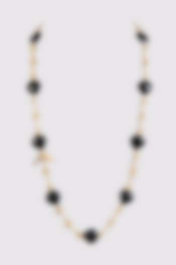 Gold Finish Black Water Pearl Necklace by House Of Tuhina at Pernia's Pop Up Shop