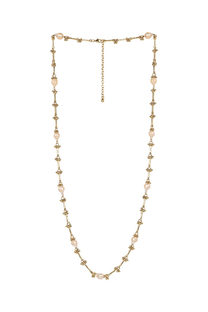 Gold Finish Freshwater Pearl Necklace by House of Tuhina at Pernia's Pop Up Shop