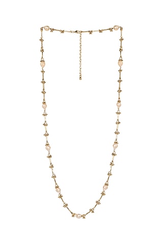 Gold Finish Freshwater Pearl Necklace by House of Tuhina
