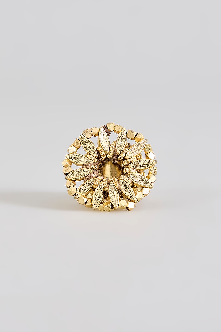 Gold Finish Water Pearl Ring by House Of Tuhina at Pernia's Pop Up Shop
