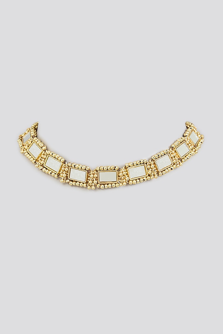 Gold Finish White Stone Necklace by House Of Tuhina at Pernia's Pop Up Shop