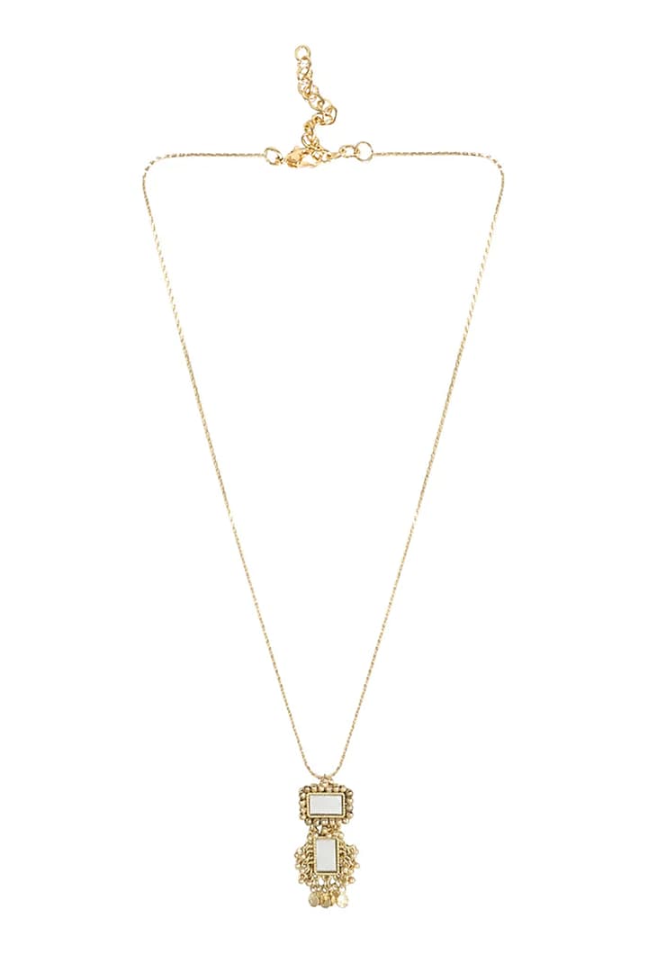 Gold Finish Mirror & Gold Stone Necklace by House Of Tuhina at Pernia's Pop Up Shop