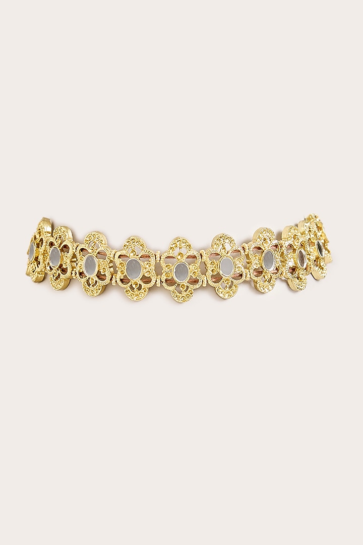 Gold Finish Green Stone Choker Necklace by House Of Tuhina at Pernia's Pop Up Shop