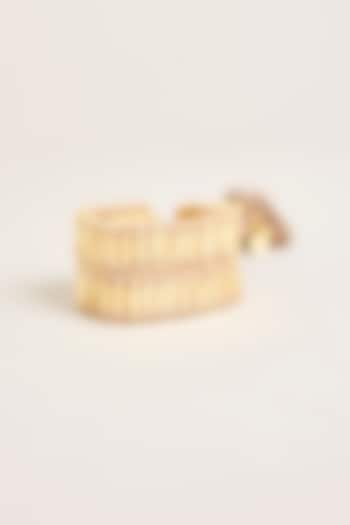 Gold Finish Silver Grey Stone Bracelet by House Of Tuhina at Pernia's Pop Up Shop