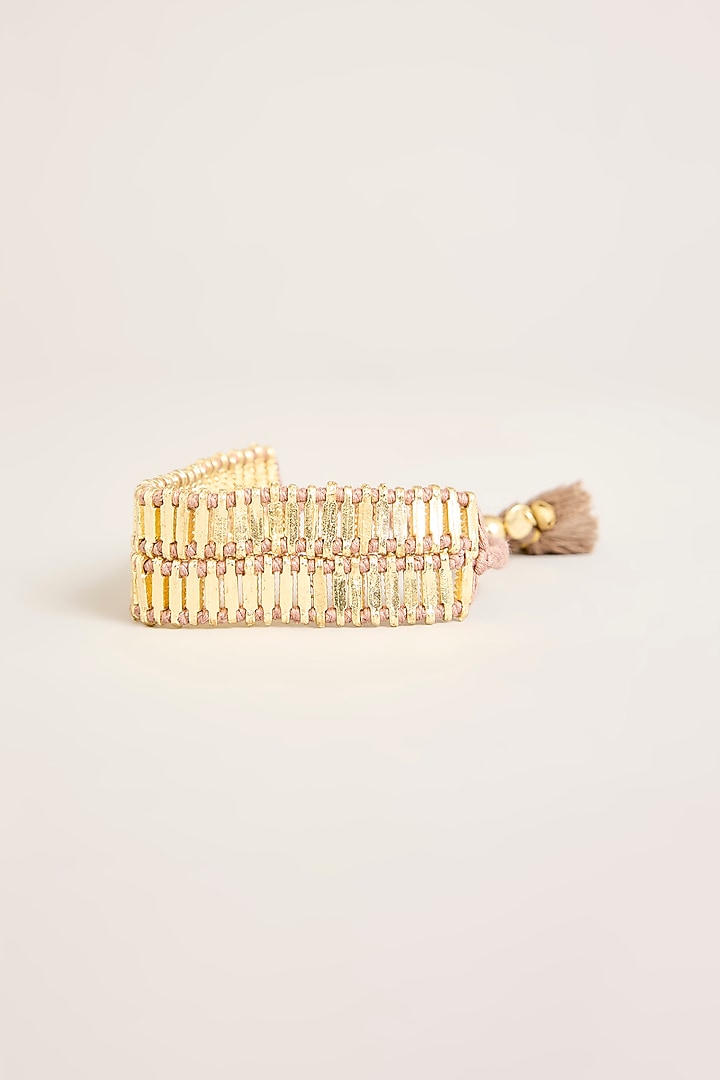 Gold Finish Silver Grey Stone Bracelet by House Of Tuhina at Pernia's Pop Up Shop