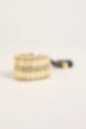 Gold Finish Black Stone Bracelet by House Of Tuhina at Pernia's Pop Up Shop