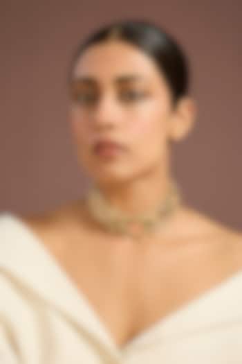 Gold Finish Coral Stone Choker Necklace by House Of Tuhina at Pernia's Pop Up Shop