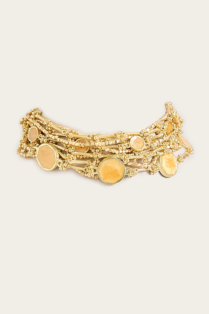 Gold Finish Gold Stone Choker Necklace by House Of Tuhina at Pernia's Pop Up Shop