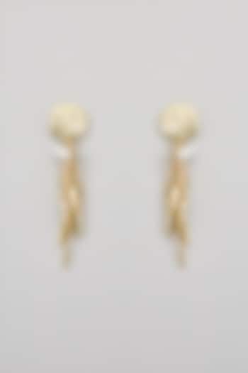 Gold Finish Brass Dangler Earrings by House of Tuhina at Pernia's Pop Up Shop