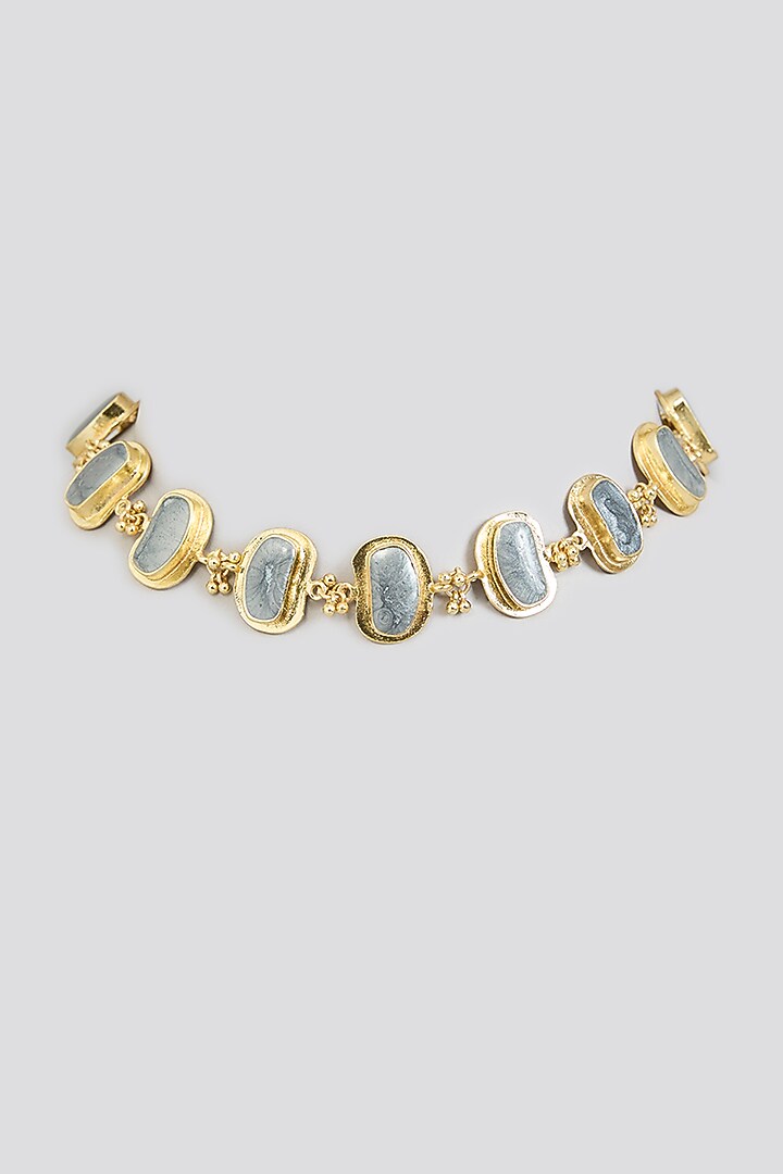 Gold Finish White Stone Necklace by House Of Tuhina at Pernia's Pop Up Shop