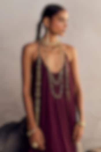 Gold Finish Mirror & Gold Stone Necklace by House Of Tuhina at Pernia's Pop Up Shop