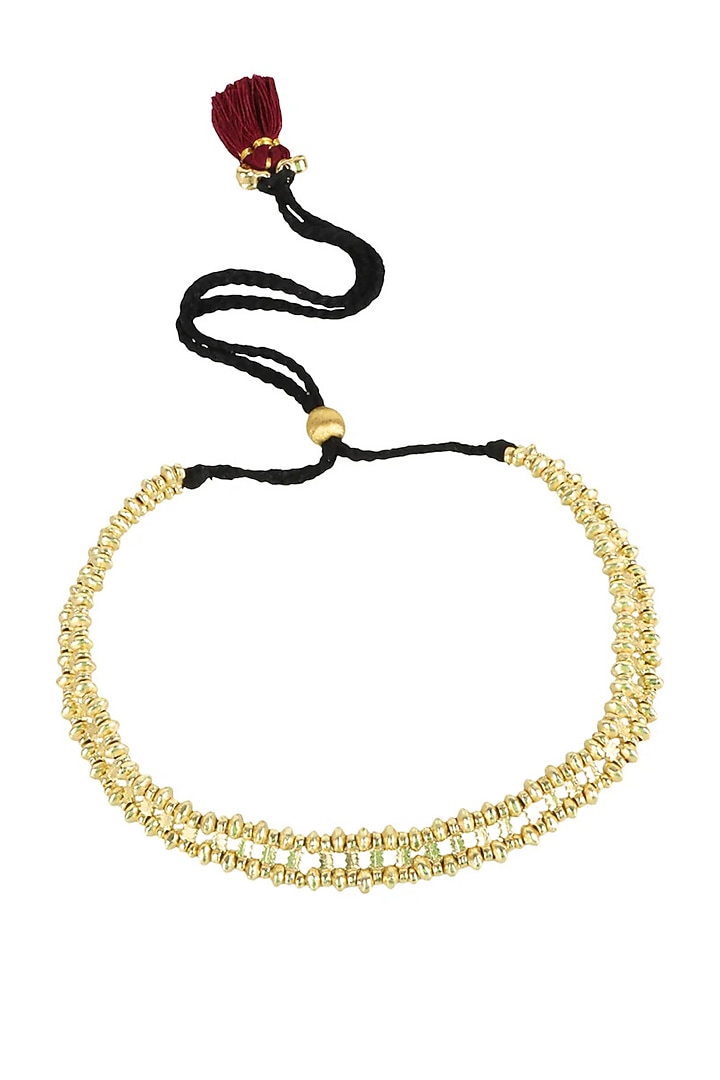 Gold Finish Mirror & Gold Stone Necklace by House Of Tuhina at Pernia's Pop Up Shop