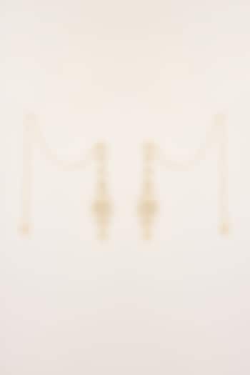 Gold Finish White Stone Dangler Earrings by House Of Tuhina at Pernia's Pop Up Shop