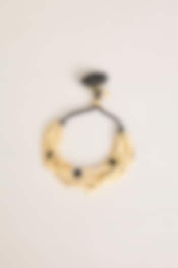 Gold Finish Black Stone Bracelet by House Of Tuhina at Pernia's Pop Up Shop