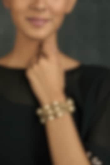 Gold Finish Mirror & Gold Stone Bracelet by House Of Tuhina at Pernia's Pop Up Shop