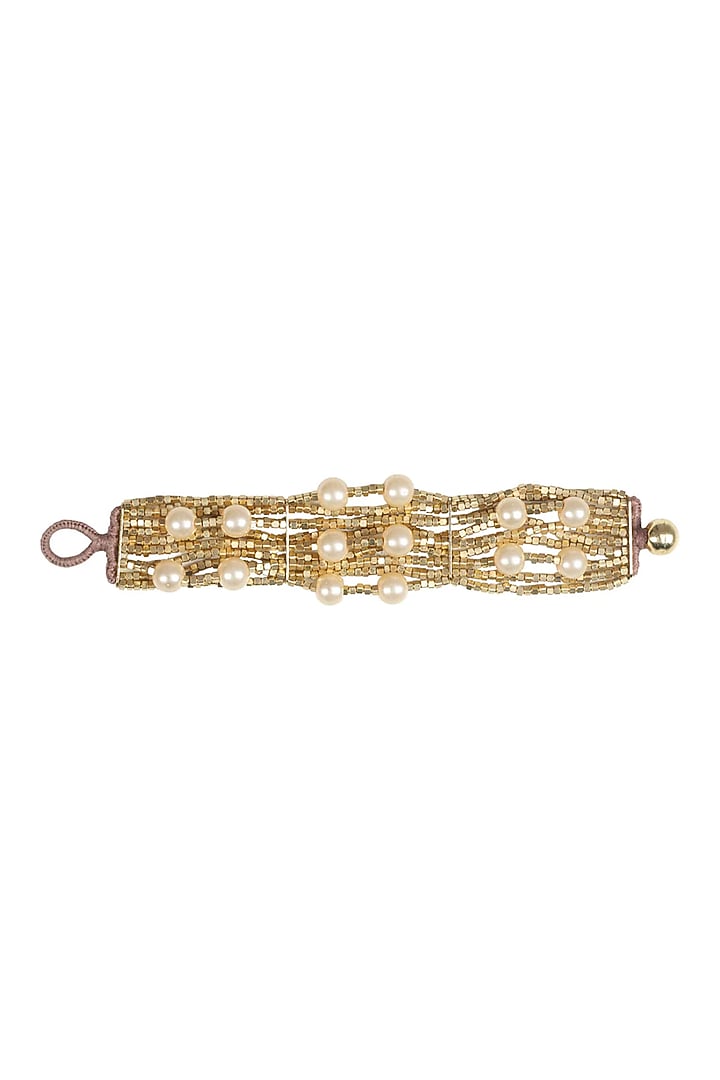 Gold Finish Mirror & Gold Stone Bracelet by House Of Tuhina at Pernia's Pop Up Shop
