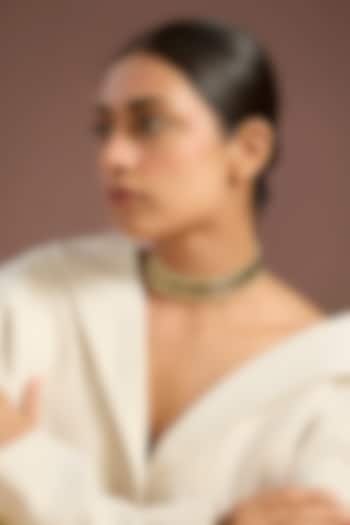 Gold Finish Maroon Stone Choker Necklace by House Of Tuhina at Pernia's Pop Up Shop