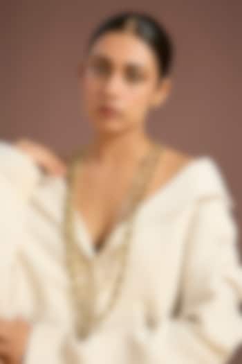 Gold Finish Maroon Stone Long Necklace by House Of Tuhina at Pernia's Pop Up Shop