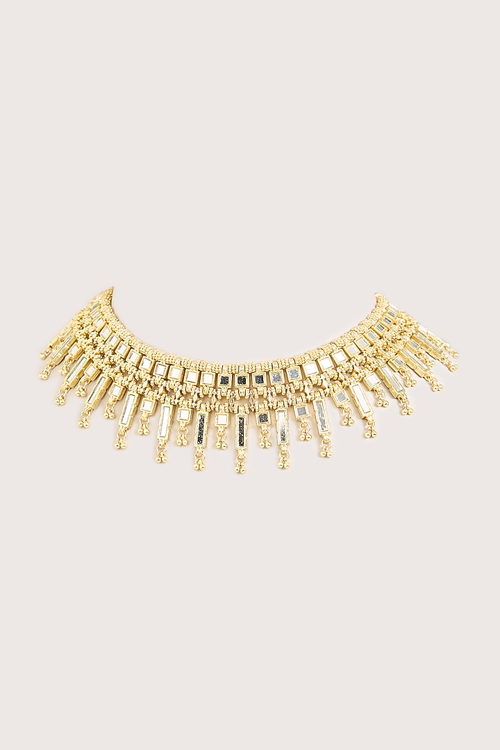 Gold Finish Magenta Stone Choker Necklace by House of Tuhina at Pernia's Pop Up Shop
