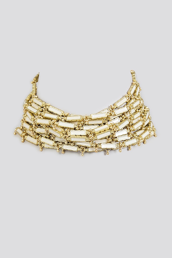 White Finish Ivory Stone Choker Necklace by House Of Tuhina at Pernia's Pop Up Shop