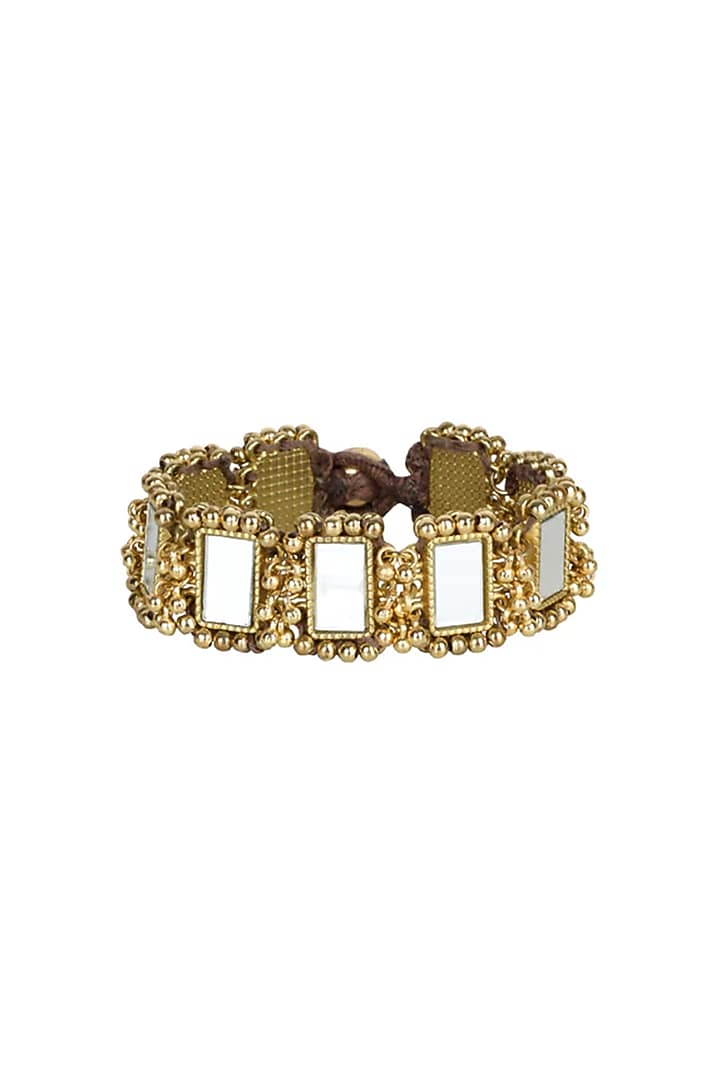 Gold Finish Mirror & Gold Stone Bracelet by House Of Tuhina at Pernia's Pop Up Shop