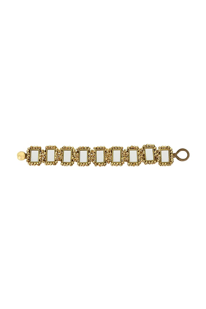 Gold Finish Mirror & Gold Stone Bracelet by House Of Tuhina at Pernia's Pop Up Shop