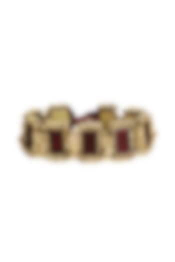 Gold Finish Pearl Adjustable Bracelet by House of Tuhina at Pernia's Pop Up Shop