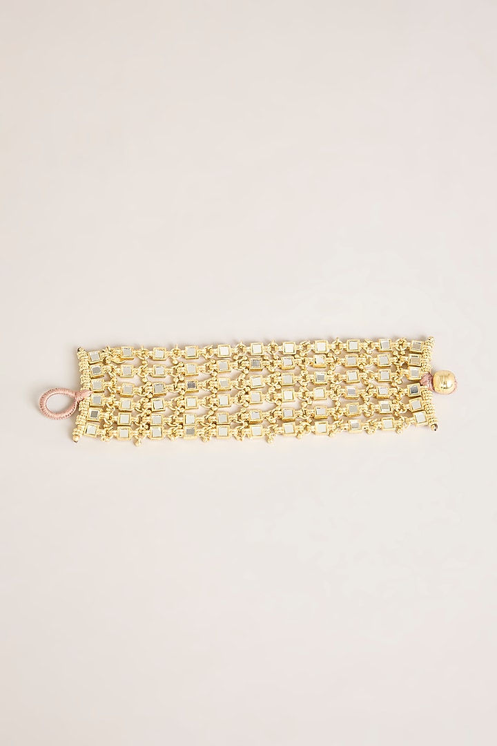 Gold Finish Gold Stone Bracelet by House of Tuhina at Pernia's Pop Up Shop