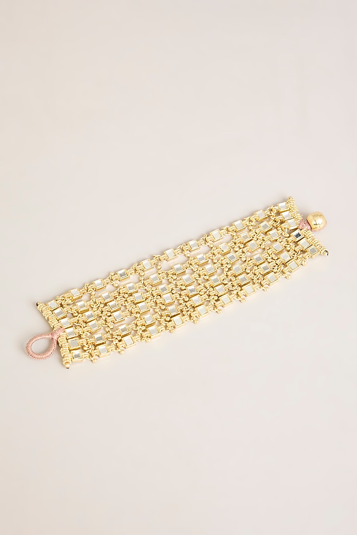 Gold Finish Gold Stone Bracelet by House of Tuhina at Pernia's Pop Up Shop