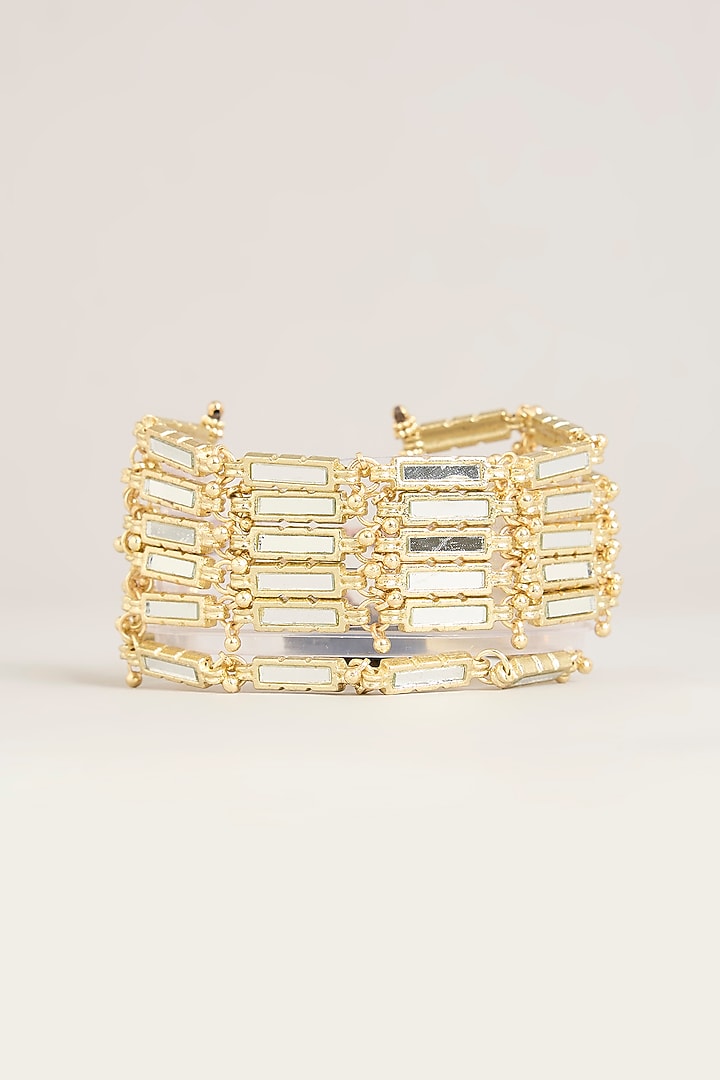 Gold Finish Maroon Stone Bracelet by House of Tuhina at Pernia's Pop Up Shop