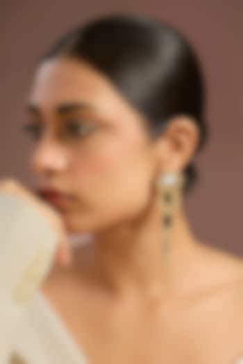 Gold Finish Gold Stone Dangler Earrings by House of Tuhina at Pernia's Pop Up Shop