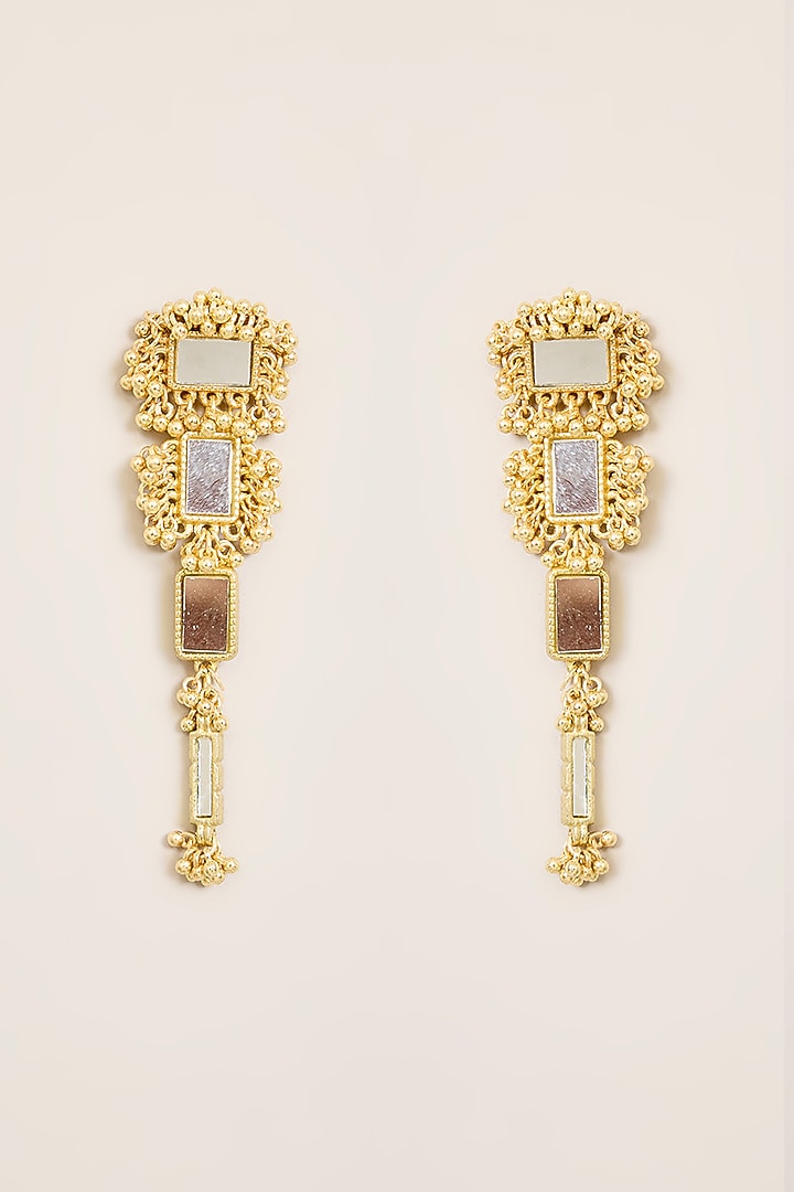 Gold Finish Gold Stone Dangler Earrings by House of Tuhina at Pernia's Pop Up Shop