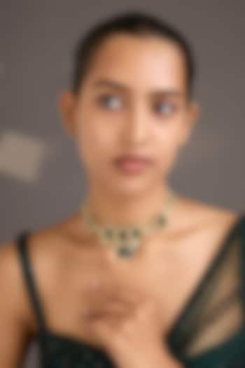 Gold Finish Green Stone Choker Necklace by House Of Tuhina at Pernia's Pop Up Shop