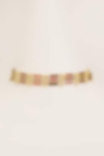 Gold Finish Maroon Stone Choker Necklace by House of Tuhina at Pernia's Pop Up Shop