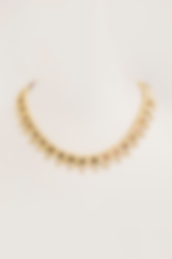 Gold Finish Maroon Stone Necklace by House of Tuhina at Pernia's Pop Up Shop