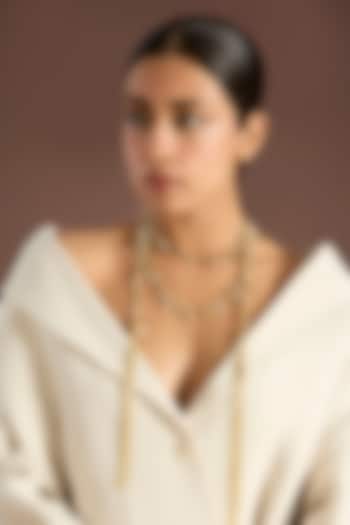 Gold Finish Gold Stone Long Necklace by House of Tuhina at Pernia's Pop Up Shop