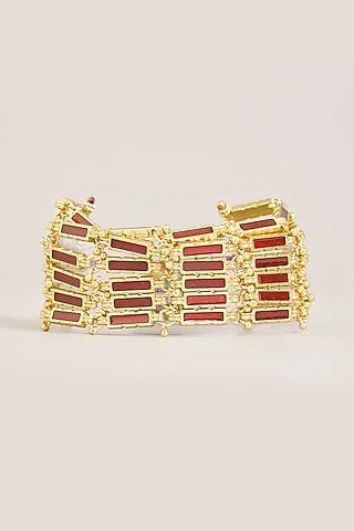 Gold Finish Gold Stone Bracelet by House of Tuhina