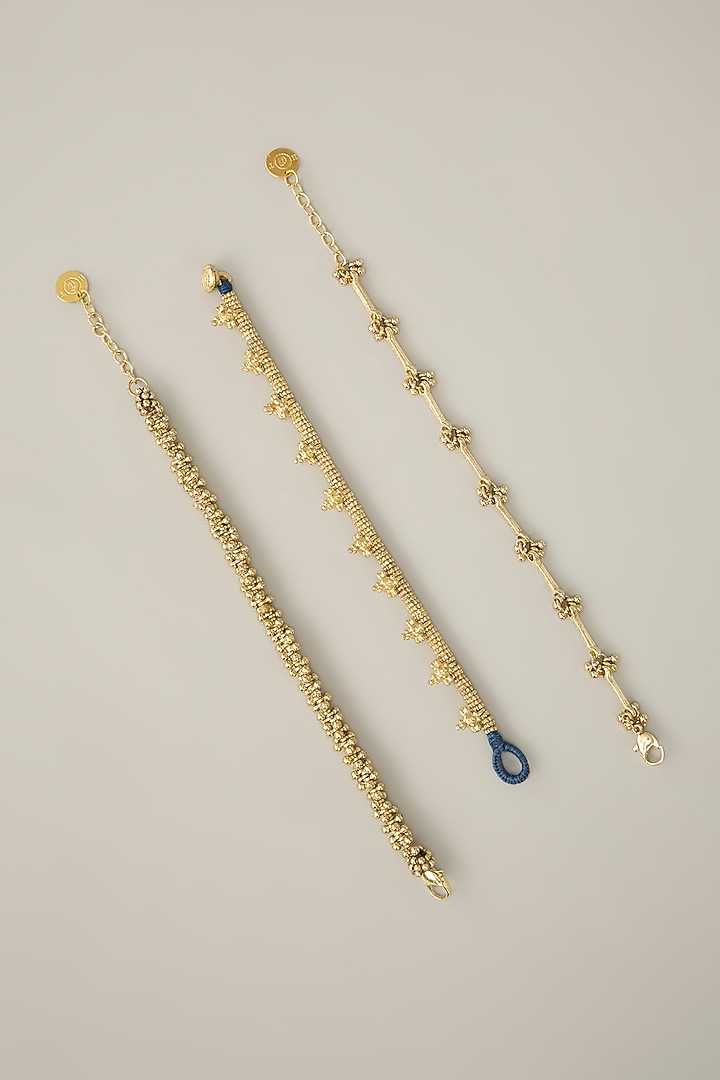 Antique Gold Finish Handmade Adjustable Bracelet by House Of Tuhina at Pernia's Pop Up Shop